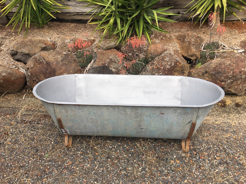Vintage European  Galvanised Bath Tubs #3241 (1) GARDEN USE