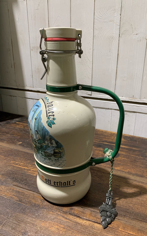 Vintage Painted German Beer Bottle  #4517