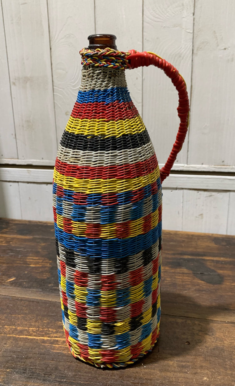 Vintage Plastic Woven  Beer Bottle  #4521