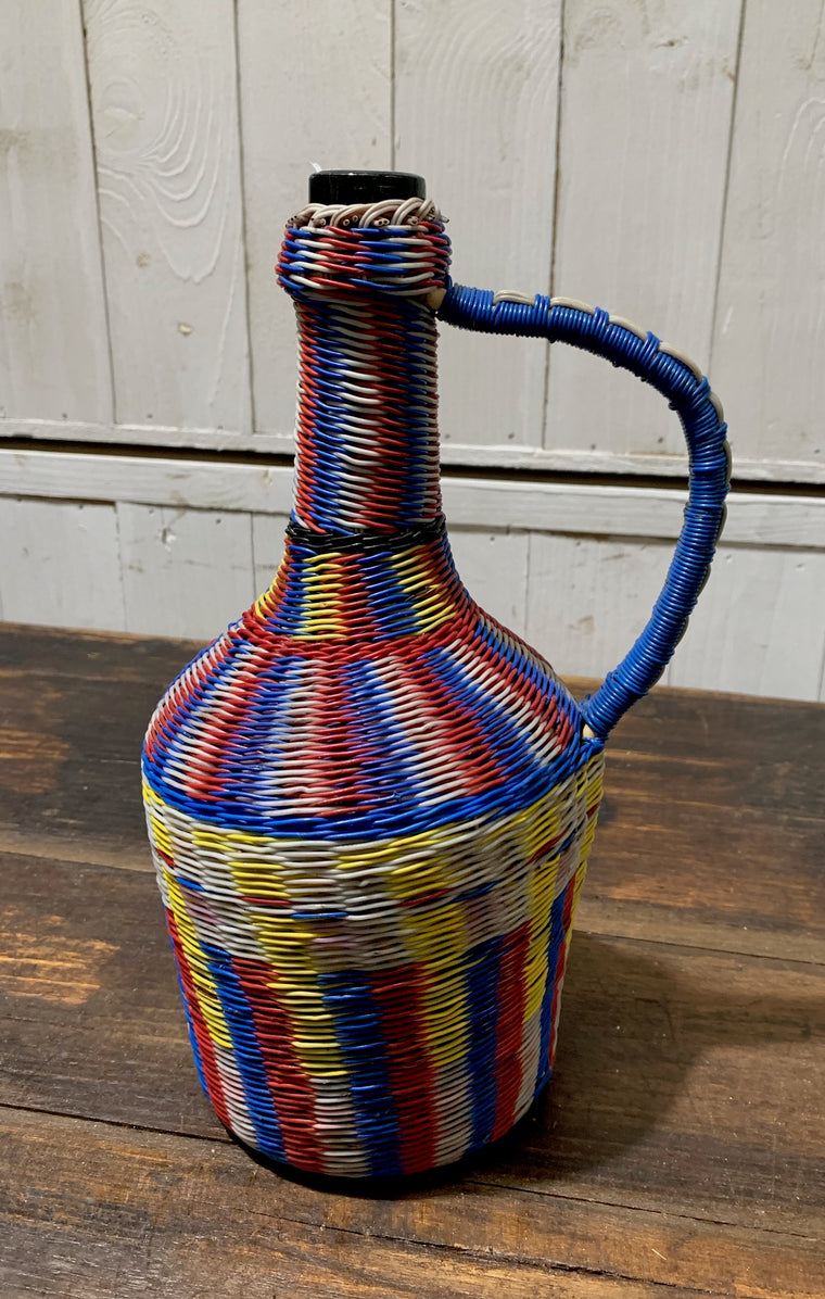 Vintage Plastic Woven  Demijohn  Bottle  #4523