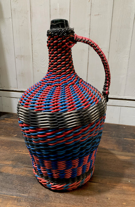Vintage Plastic Woven  Demijohn  Bottle  #4524
