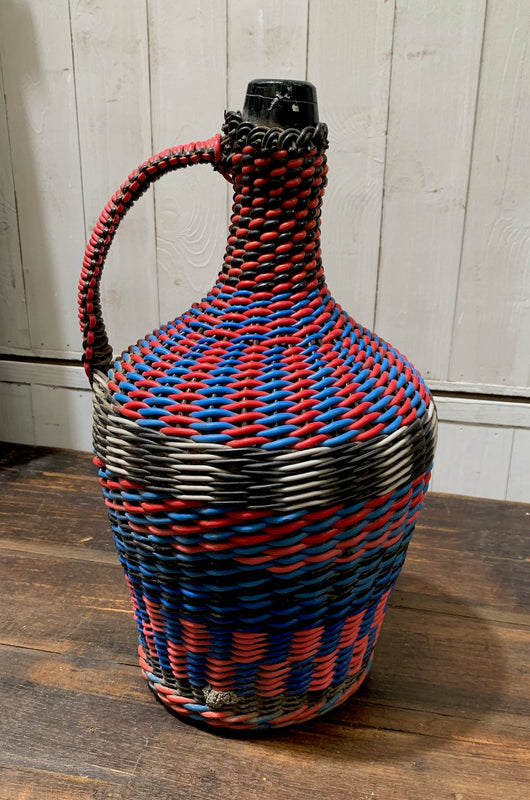 Vintage Plastic Woven  Demijohn  Bottle  #4524
