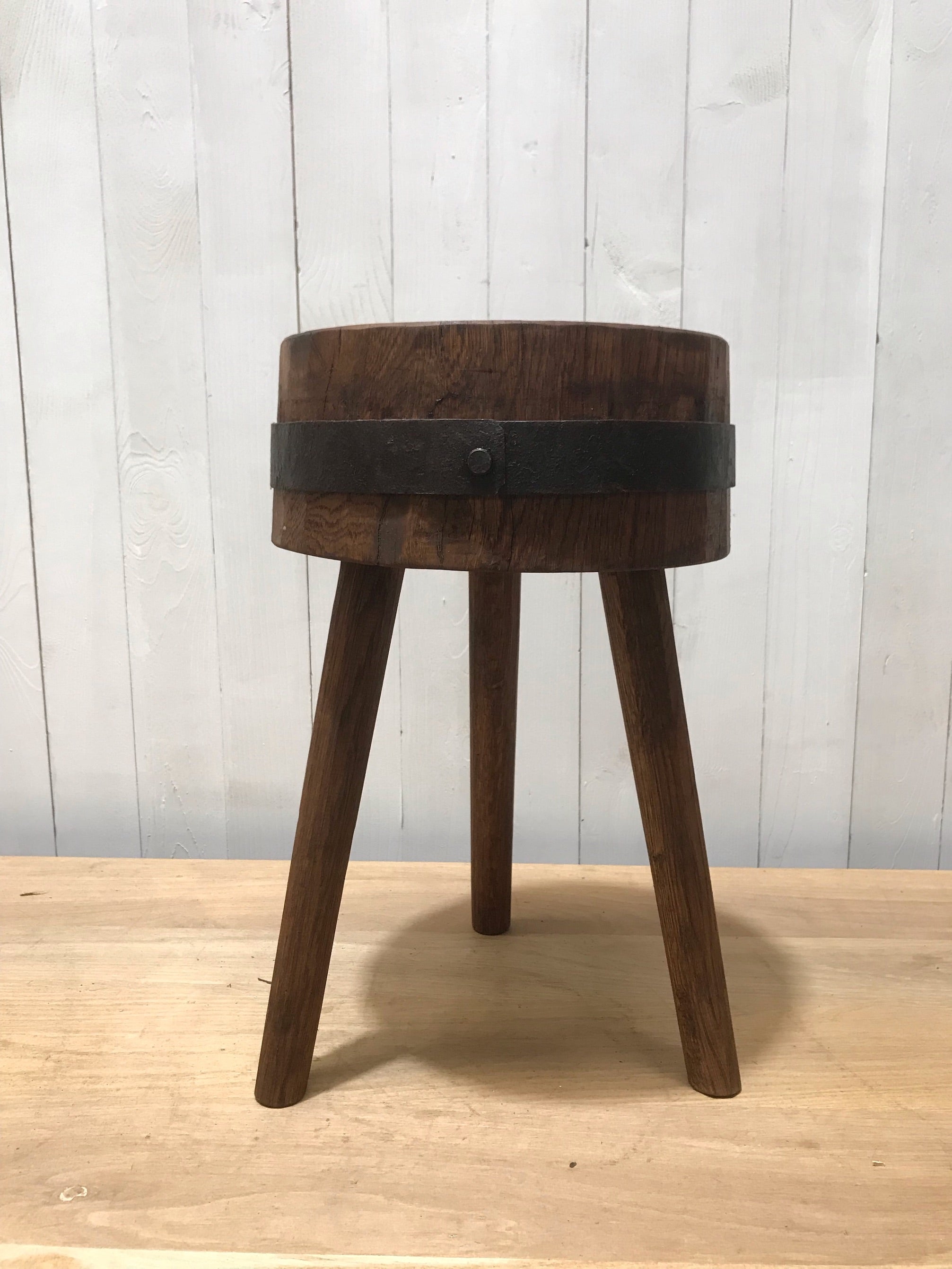 Vintage  European Wooden Block Stool #3761A