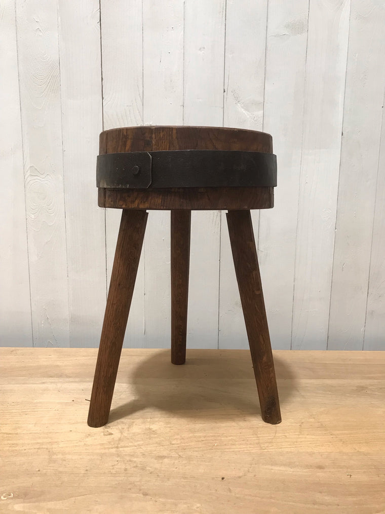 Vintage  European Wooden Block Stool #3761B