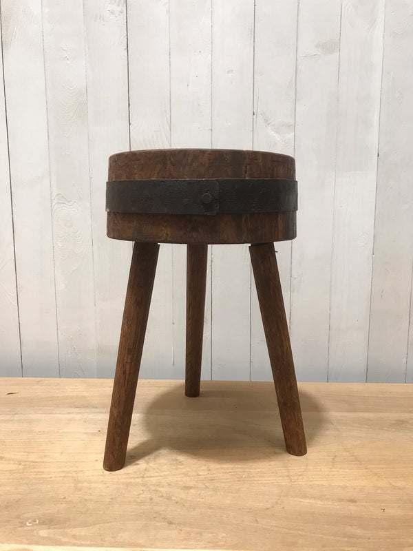 Vintage  European Wooden Block Stool #3761C
