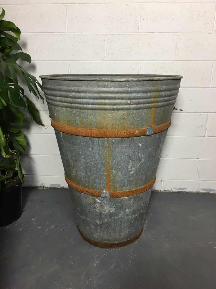 Vintage  Turkish Galvanised Olive  Bin #3244 (3)