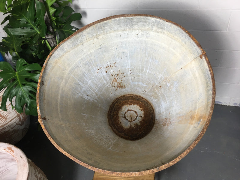 Vintage  Turkish Galvanised Olive Bin with Stand  #3245 (2)