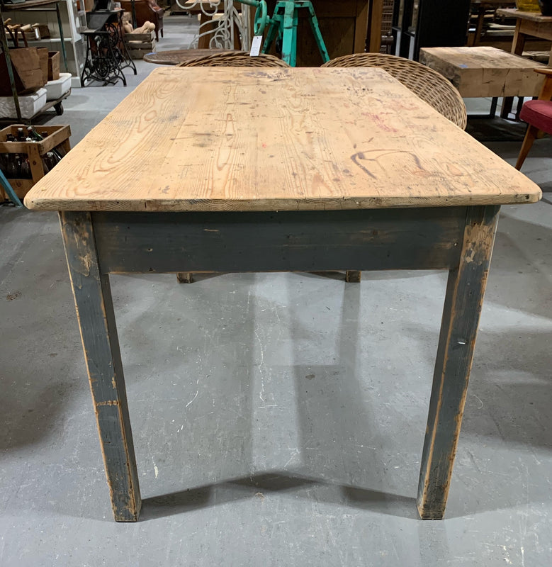 Vintage European Wooden Farmhouse  Kitchen Table  #4544  Byron