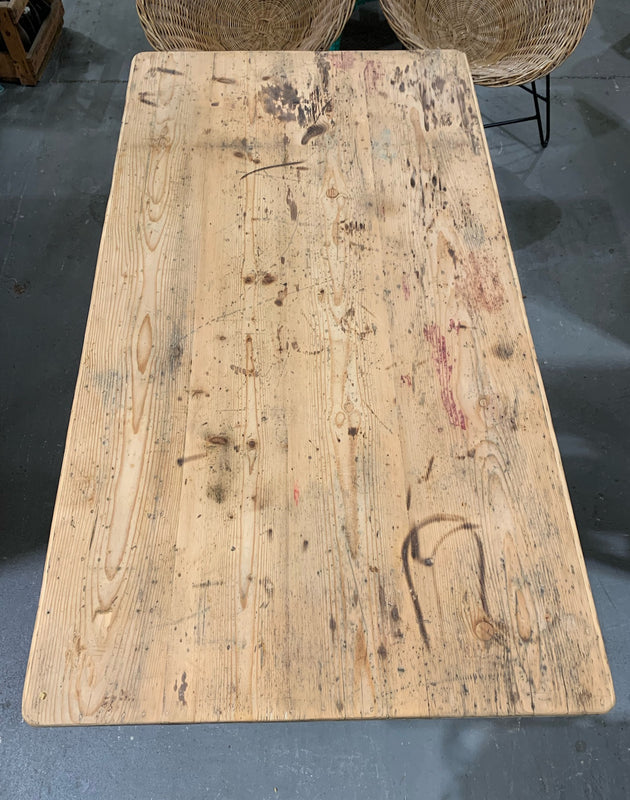 Vintage European Wooden Farmhouse  Kitchen Table  #4544  Byron
