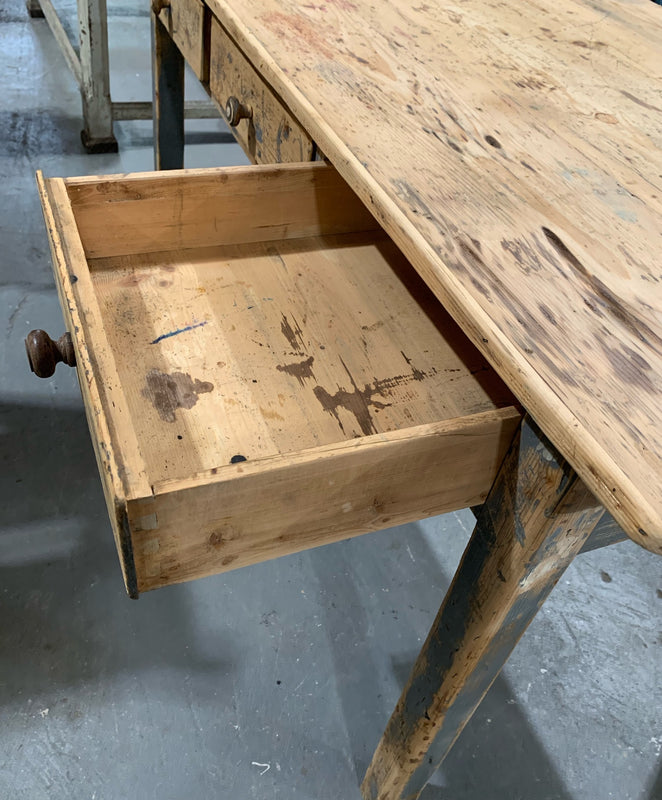 Vintage European Wooden Farmhouse  Kitchen Table  #4544  Byron