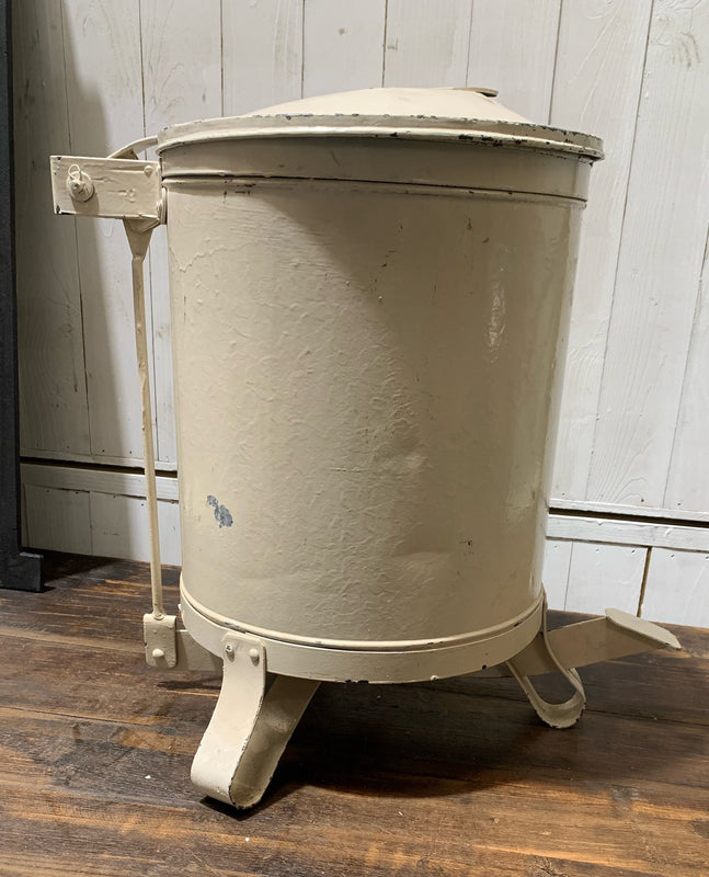 Vintage  Enamel Painted Metal Paper Waste  Bin  #4545