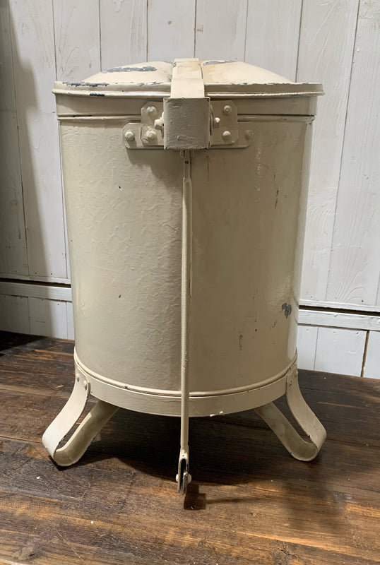 Vintage  Enamel Painted Metal Paper Waste  Bin  #4545