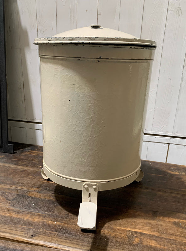 Vintage  Enamel Painted Metal Paper Waste  Bin  #4545