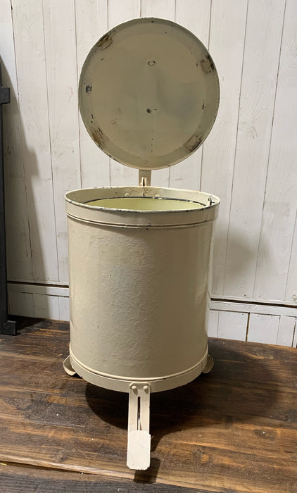 Vintage  Enamel Painted Metal Paper Waste  Bin  #4545