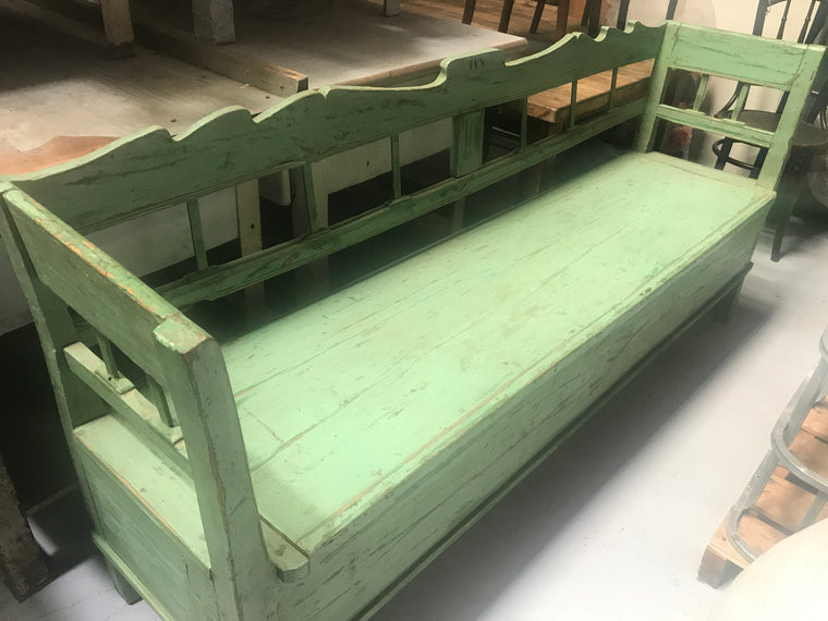 Vintage European wooden kitchen box bench seat 1.9 mt long #2393