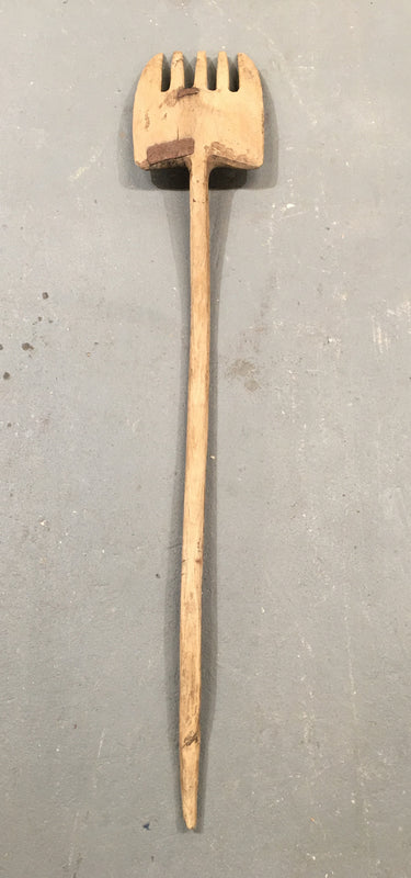 Vintage  European Wooden Grain Fork  #3251  (2)