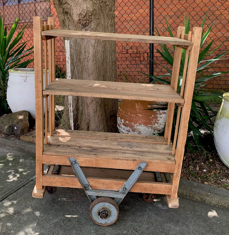 Vintage Wooden Shoe Rack Trolley  #4560