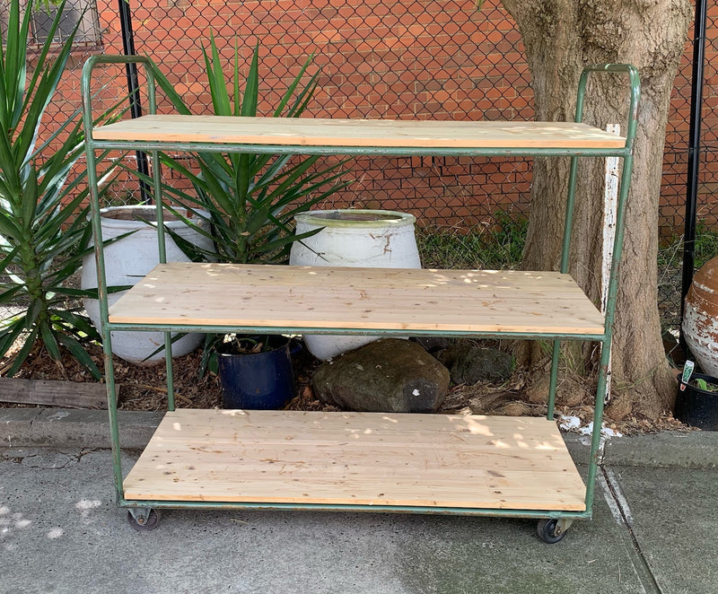 Vintage Metal and Wood Shelf Trolley  #4561