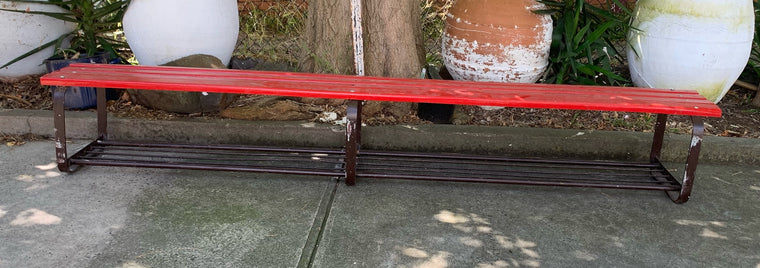 Vintage School Bench Seat with Shoe Rack #4563