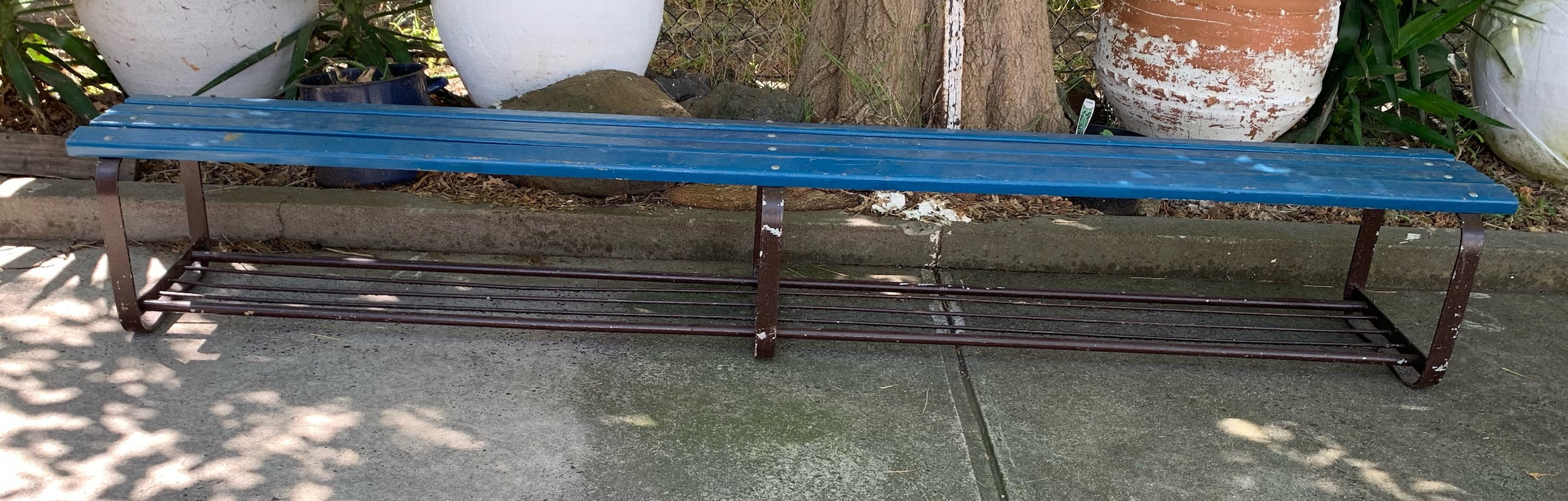 Vintage School Bench Seat with Shoe Rack #4564