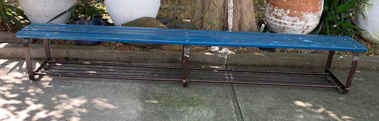 Vintage School Bench Seat with Shoe Rack #4564