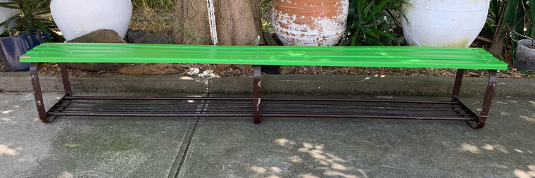 Vintage School Bench Seat with Shoe Rack #4565