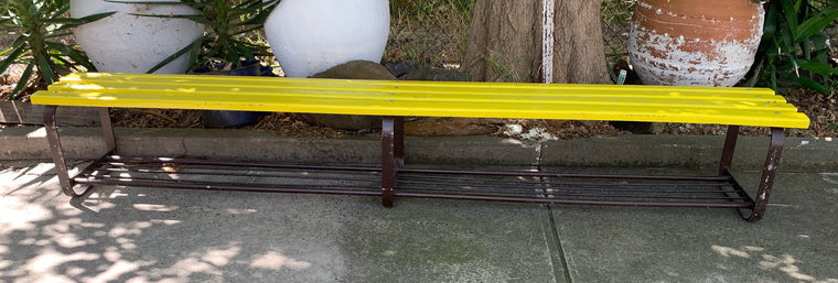 Vintage School Bench Seat with Shoe Rack #4566