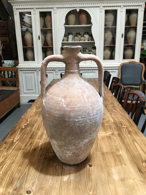 Vintage  Greek  Terracotta 2 Handle Olive Oil Pot #3255  (1)