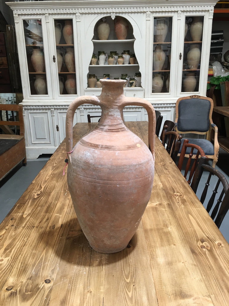 Vintage  Greek  Terracotta 2 Handle Olive Oil Pot #3255  (2)
