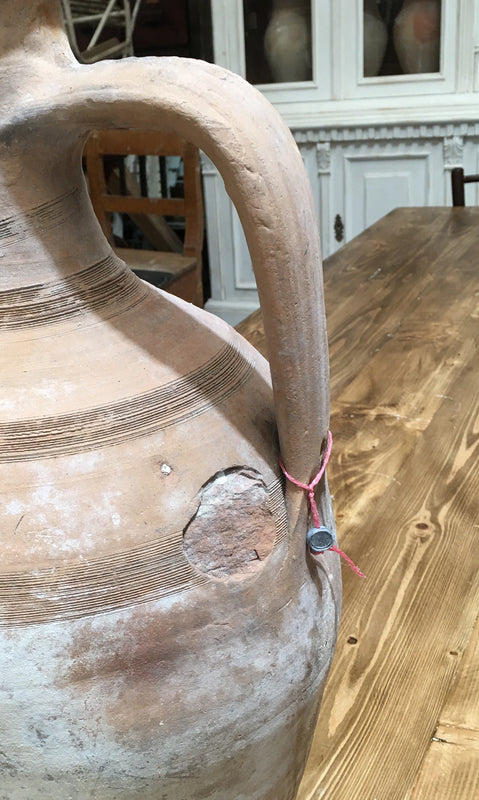 Vintage  Greek  Terracotta 2 Handle Olive Oil Pot #3255  (2)  on hold Hannah
