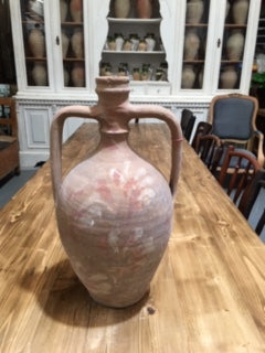 Vintage  Greek  Terracotta 2 Handle Olive Oil Pot #7070