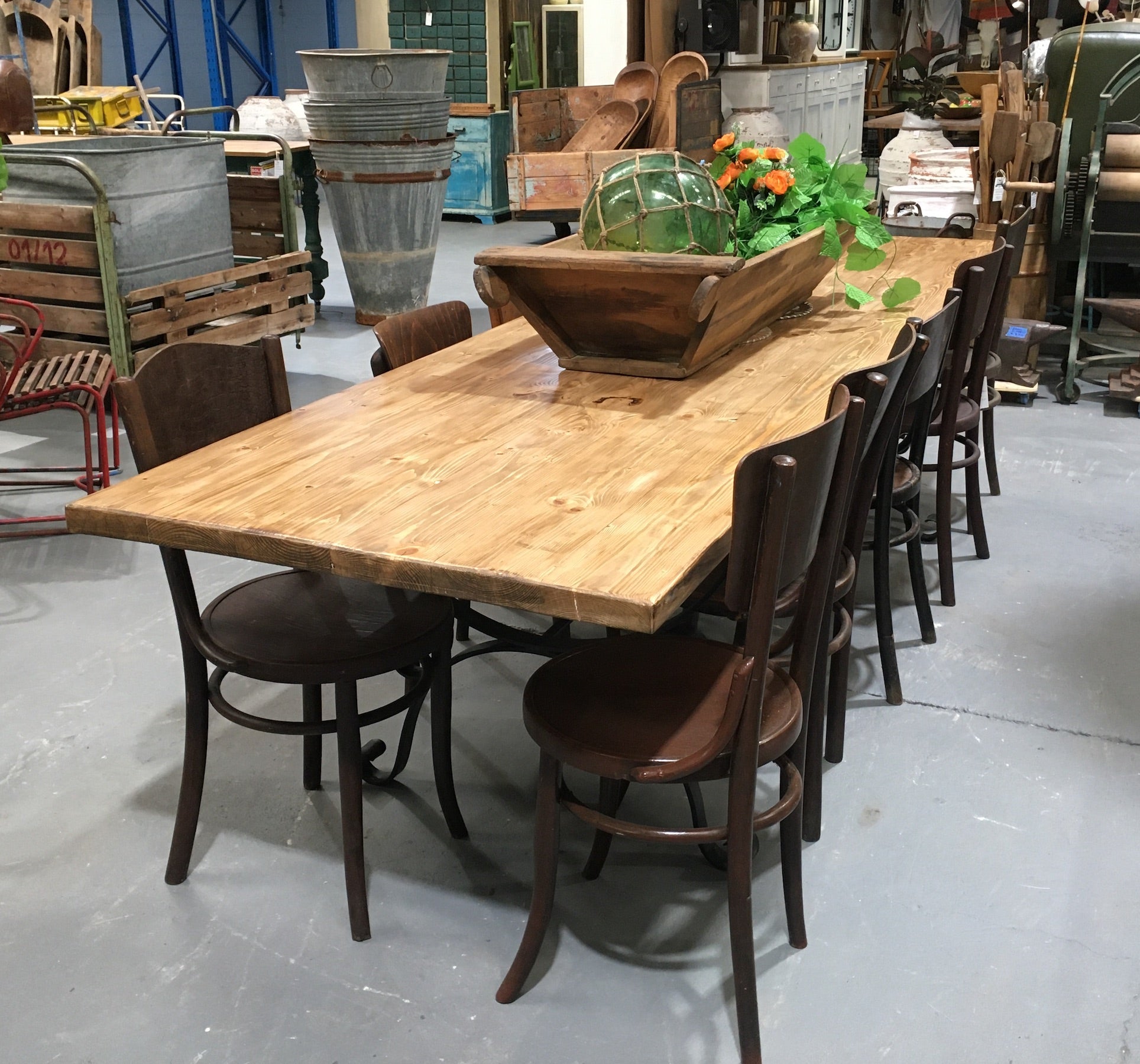 Vintage Europan Cast Iron/Baltic Pine  Kitchen Table #3257 (2)