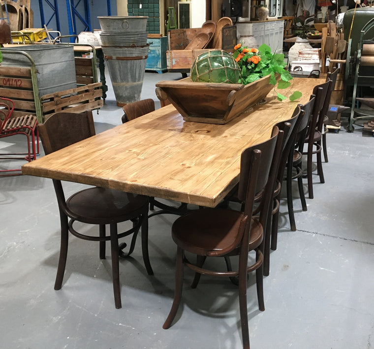 Vintage Europan Cast Iron/Baltic Pine  Kitchen Table #3257 (2)