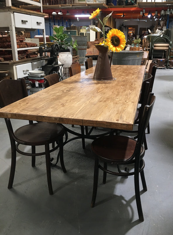 Vintage Europan Cast Iron/Baltic Pine  Kitchen Table #3257 (1)