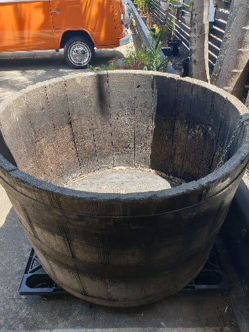 Vintage industrial French oak oval huge wine barrel #1980/3 Byron