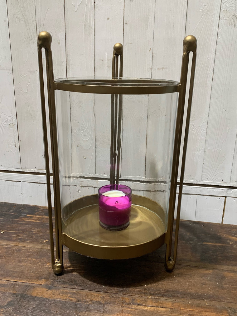 Metal and Glass Candle Holder  #4576