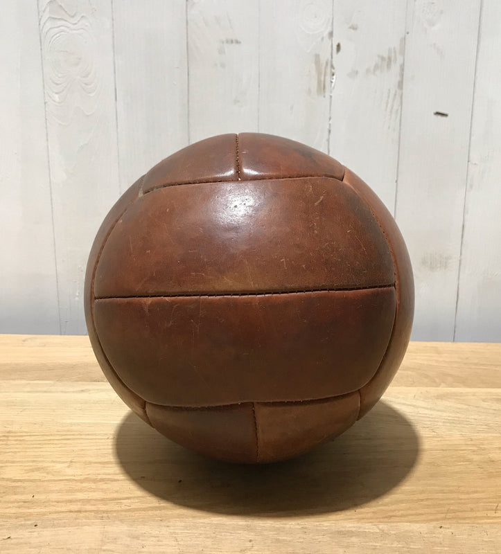 1940s Romanian Leather Medicine Ball #3684A