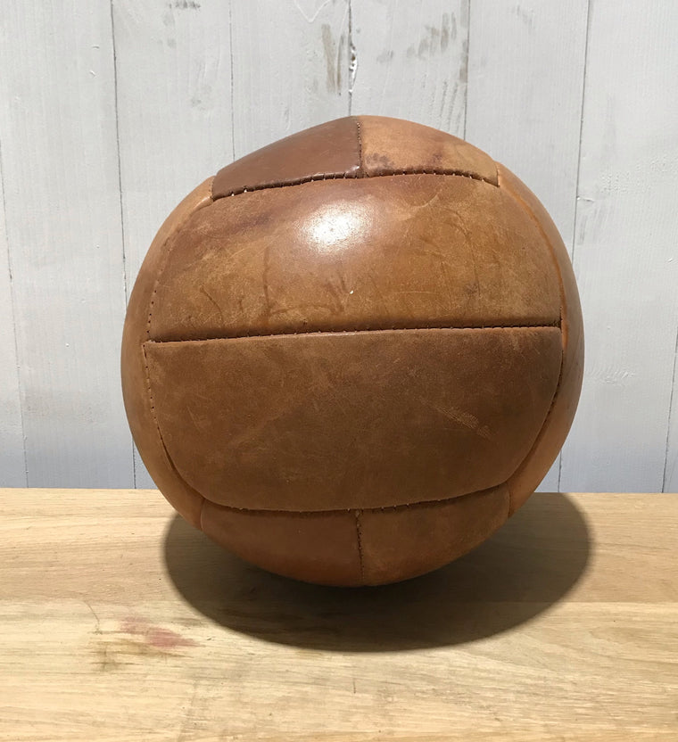 1940s Romanian Leather Medicine Ball #3684D