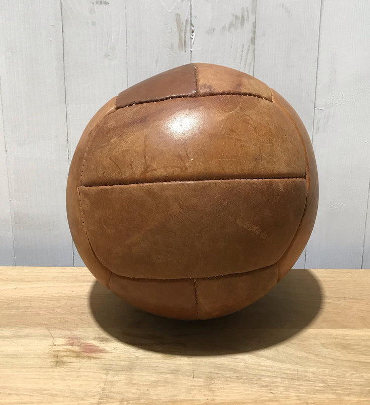 1940s Romanian Leather Medicine Ball #3684D
