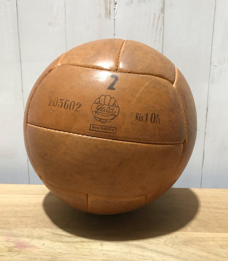 1940s Romanian Leather Medicine Ball #3684G Byron