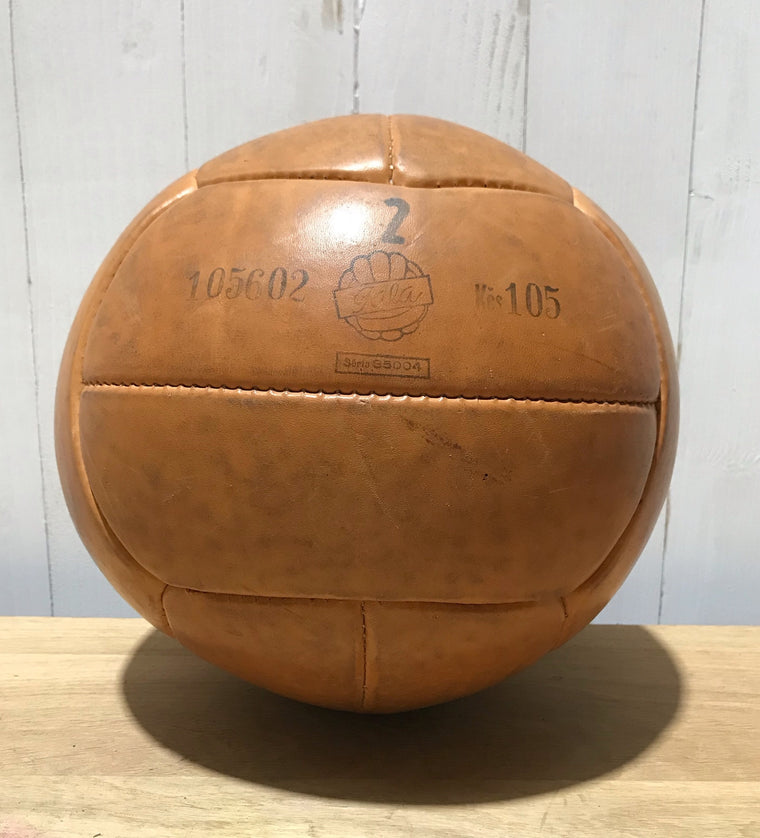 1940s Romanian Leather Medicine Ball #3684B