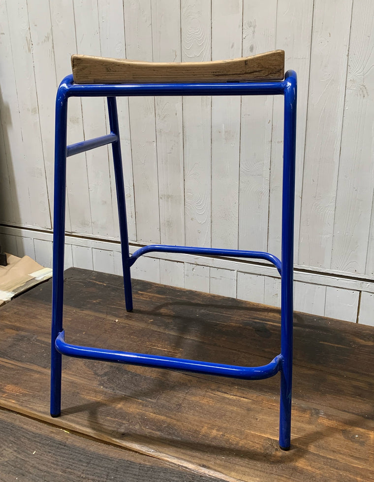 Metal Base with Wooden Seat Stool  # 4583