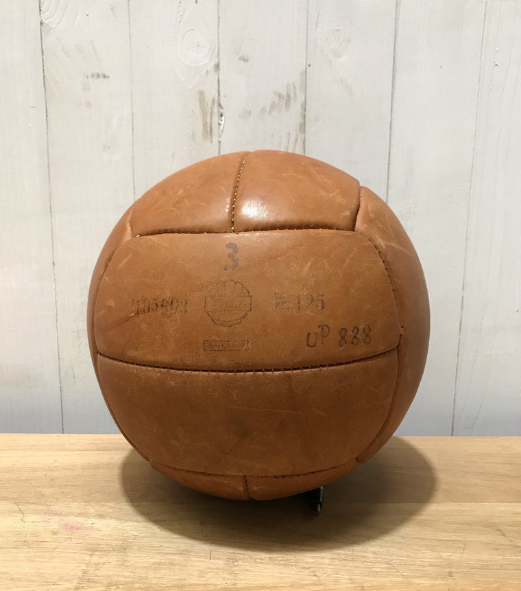 1940s Romanian Leather Medicine Ball #3684H