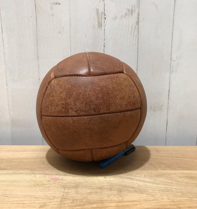 1940s Romanian Leather Medicine Ball #3684J