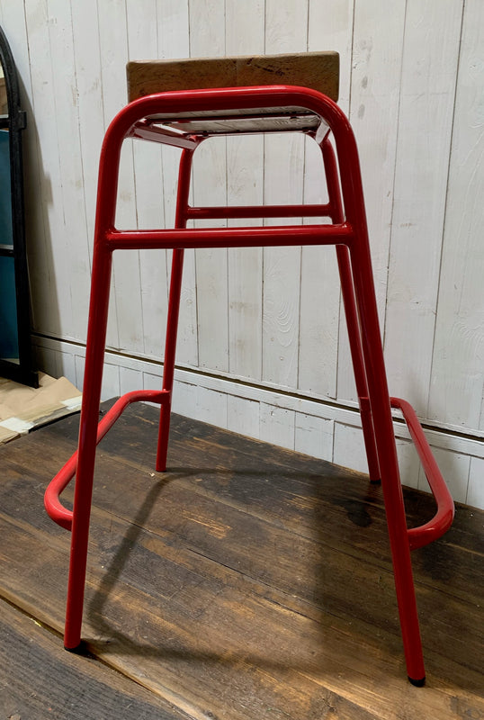 Metal Base with Wooden Seat Stool  # 4584