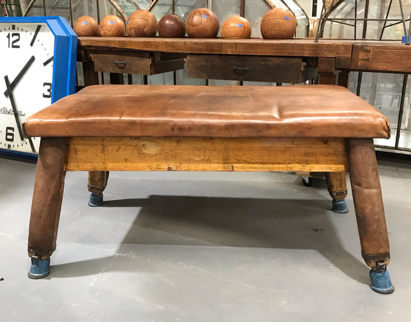 Vintage Romanian Leather Gym Table   #3679A Byron