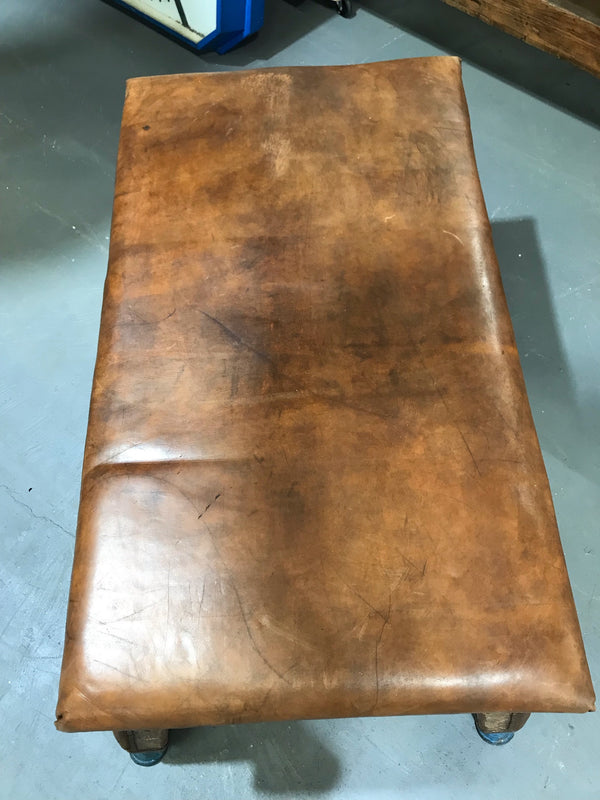 Vintage Romanian Leather Gym Table   #3679A Byron