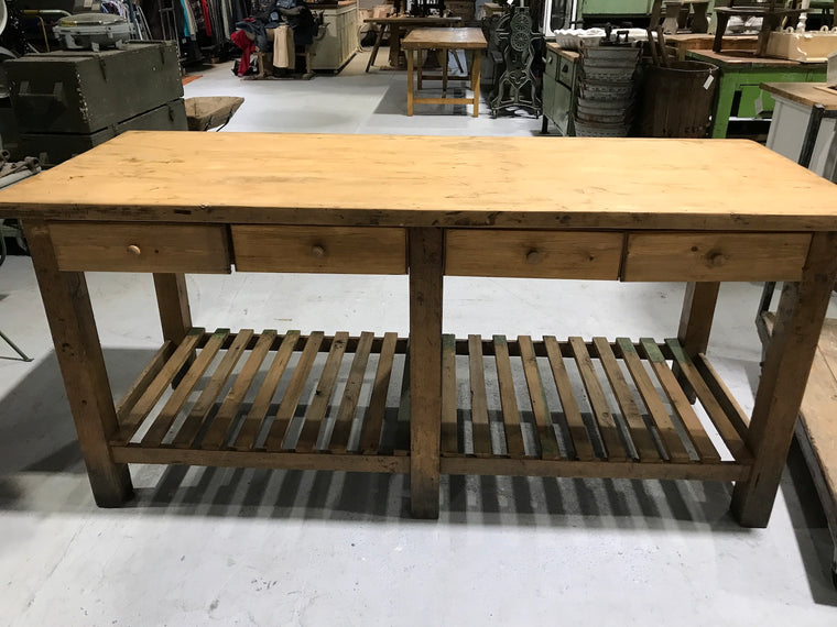 Vintage industrial European workbench kitchen island table counter  #2035 Byron Warehouse