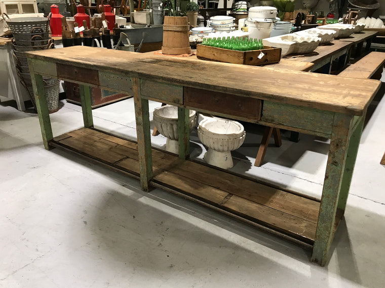 Vintage industrial European kitchen island workbench 2.6mt #2247 Byron Warehouse On Hold