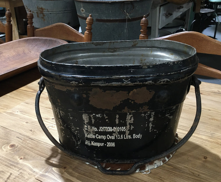 Vintage Black Metal Bucket  #3264 (2)